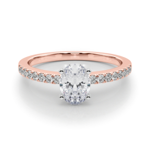 Creeda Lab-Created Diamond Rose Gold 4 Prong Side Stone Engagement Ring