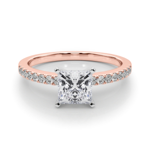 Creeda Lab-Created Diamond Rose Gold 4 Prong Side Stone Engagement Ring