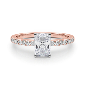 Creeda Lab-Created Diamond Rose Gold 4 Prong Side Stone Engagement Ring