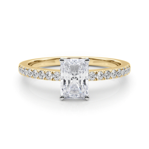 Creeda Lab-Created Diamond Yellow Gold 4 Prong Side Stone Engagement Ring
