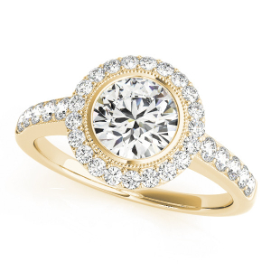 Jania Natural Yellow Gold Halo Engagement Diamond Ring