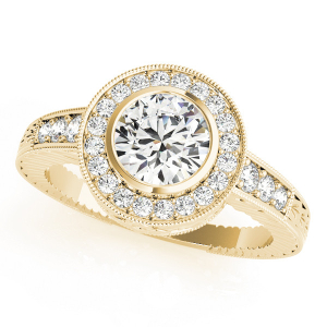 Karly Natural Yellow Gold Halo Engagement Diamond Ring