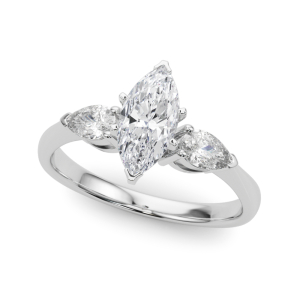 Valissa Lab-Created Diamond Marquise cut 6 Prong Set  Trilogy Engagement Ring