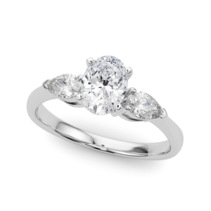 Vanden Lab-Created Diamond Oval cut 4 Prong Set  Trilogy Engagement Ring