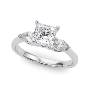 Vihaana Lab-Created Diamond Princess cut 4 Prong Set  Trilogy Engagement Ring