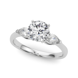 Vihaa Lab-Created Diamond Round cut 4 Prong Set  Trilogy Engagement Ring
