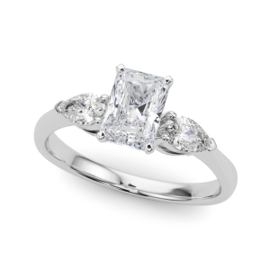 Viya Lab-Created Diamond Radiant cut 4 Prong Set  Trilogy Engagement Ring