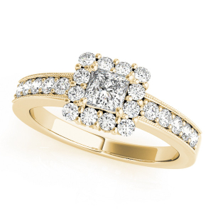 Keylani Natural Yellow Gold Halo Diamond Ring