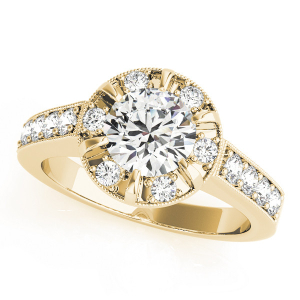 Jenevieve Natural Yellow Gold Halo Engagement Diamond Ring