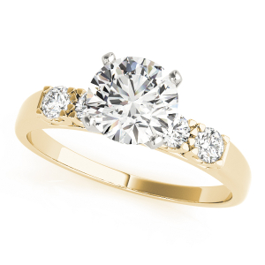 Celin Lab-Created Diamond Yellow Gold 4 Prong Side Stone Engagement Ring