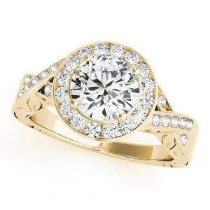 Linley Natural Yellow Gold Halo Engagement Diamond Ring