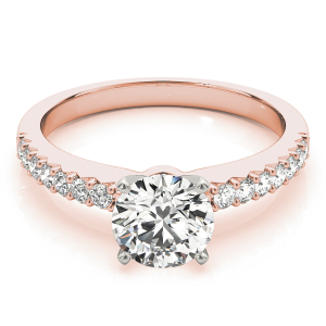 Rincya Lab-Created Diamond Rose Gold 4 Prong Side Stone Engagement Ring