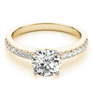 Rincya Lab-Created Diamond Yellow Gold 4 Prong Side Stone Engagement Ring