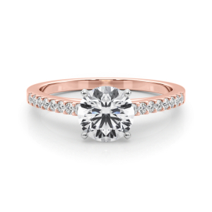 Rinsy Lab-Created Diamond Rose Gold 4 Prong Side Stone Engagement Ring