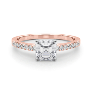 Rinsy Lab-Created Diamond Rose Gold 4 Prong Side Stone Engagement Ring
