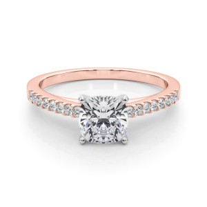 Rinsy Lab-Created Diamond Rose Gold 4 Prong Side Stone Engagement Ring