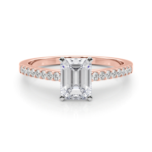 Rinsy Lab-Created Diamond Rose Gold 4 Prong Side Stone Engagement Ring
