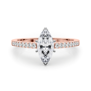 Rinsy Lab-Created Diamond Rose Gold 6 Prong Side Stone Engagement Ring