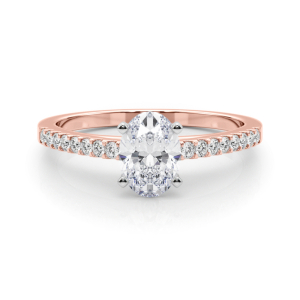 Rinsy Lab-Created Diamond Rose Gold 4 Prong Side Stone Engagement Ring