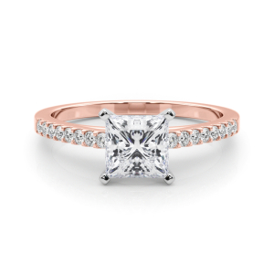 Rinsy Lab-Created Diamond Rose Gold 4 Prong Side Stone Engagement Ring
