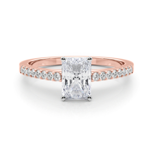 Rinsy Lab-Created Diamond Rose Gold 4 Prong Side Stone Engagement Ring