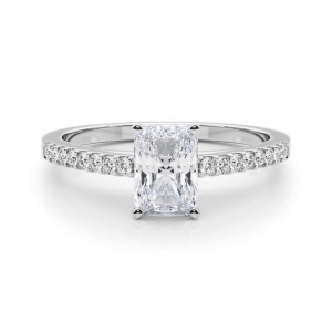 Rinsy Lab-Created Diamond Radiant cut 4 Prong  Side Stone Engagement Ring