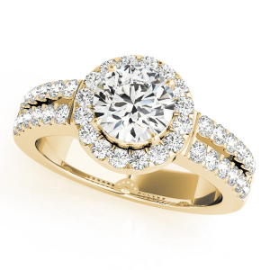 Jamya Natural Yellow Gold Halo Engagement Diamond Ring