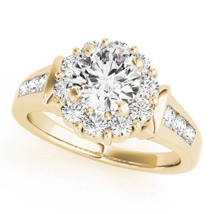 James Natural Yellow Gold Halo Engagement Diamond Ring