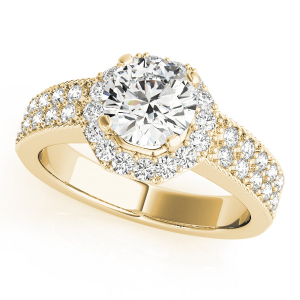 Juanita Natural Yellow Gold Halo Diamond Ring