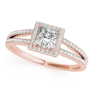 Louella Lab-Created Rose Gold Halo Engagement Diamond Ring