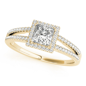 Louella Lab-Created Yellow Gold Halo Engagement Diamond Ring