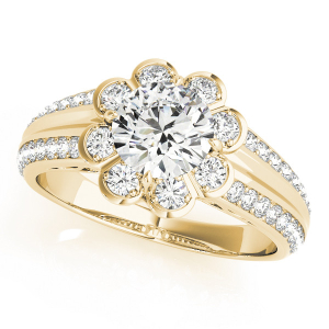 Kinzlee Natural Yellow Gold Halo Diamond Ring