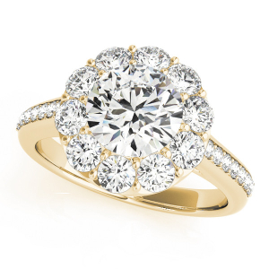Kaloni Natural Yellow Gold Halo Engagement Diamond Ring
