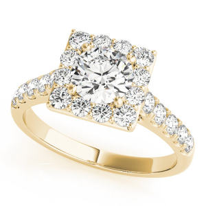 Lulu Natural Yellow Gold Halo Diamond Ring