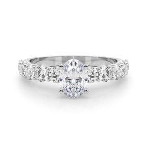 Treeza Natural Diamond 4 Prong Side Stone Engagement Ring