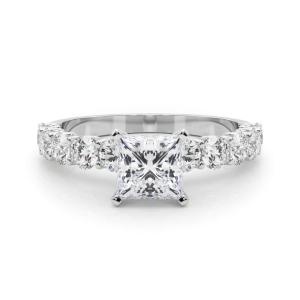 Treeza Lab-Created Diamond 4 Prong Side Stone Engagement Ring