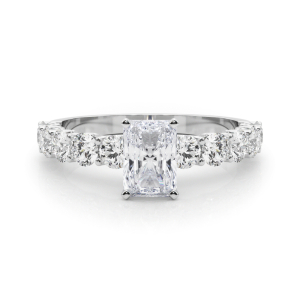 Treeza Natural Diamond 4 Prong Side Stone Engagement Ring