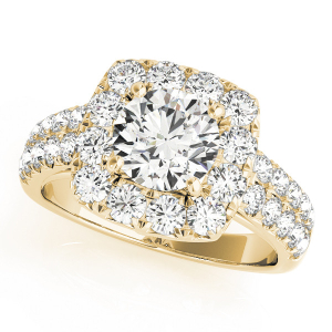 Koralina Natural Yellow Gold Halo Diamond Ring