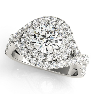 Leonora Natural Round cut Halo Diamond Ring
