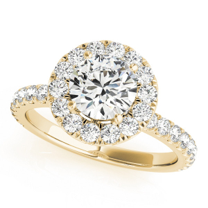 Khaleesi Natural Diamond Yellow Gold Halo Engagement Ring