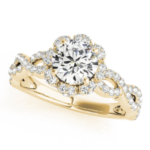 Jackie Natural Yellow Gold Halo Diamond Ring