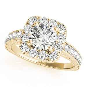 Laynee Natural Yellow Gold Halo Diamond Ring