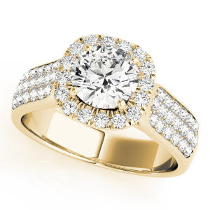 Kaileen Natural Yellow Gold Halo Diamond Ring