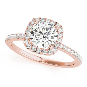 Debi Natural Rose Gold 4 Prong Side Stone Diamond Ring