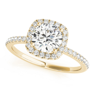 Debi Natural Yellow Gold 4 Prong Side Stone Diamond Ring