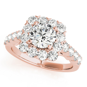 Katy Natural Rose Gold Halo Diamond Ring