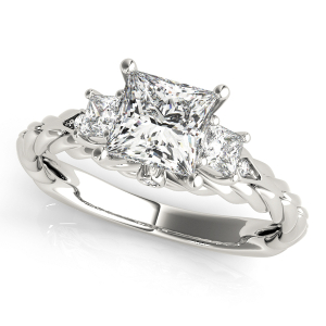 Wilma Lab-Created Diamond Princess cut 4 Prong Set  Trilogy Engagement Ring