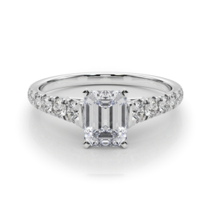 Alfreda Lab-Created Diamond 4 Prong Side Stone Engagement Ring