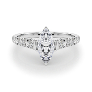 Alfreda Lab-Created Diamond 6 Prong Side Stone Engagement Ring