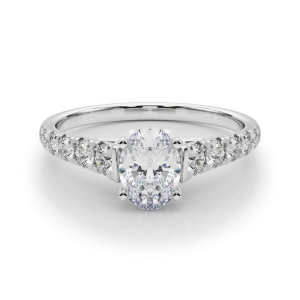 Alfreda Lab-Created Diamond 4 Prong Side Stone Engagement Ring